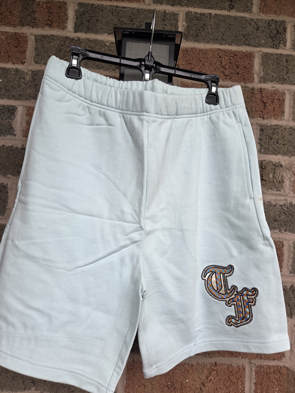 Teddy Fresh Pale Blue Embroidered TF Logo Athletic Shorts